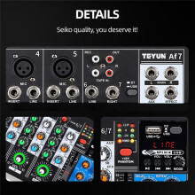 TEYUN AF7 Mixer Analog Mixer Merged Digital Sound Card 7 Channels Personalized Function Settings Analog Mixing Console US Plug