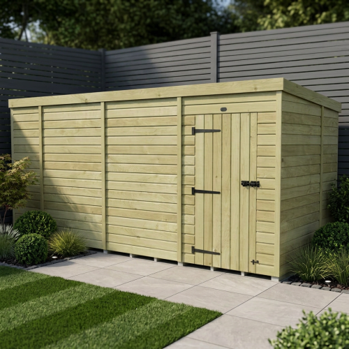 13 x 7 Pent Shed Tanalised (Single Door, No Windows)