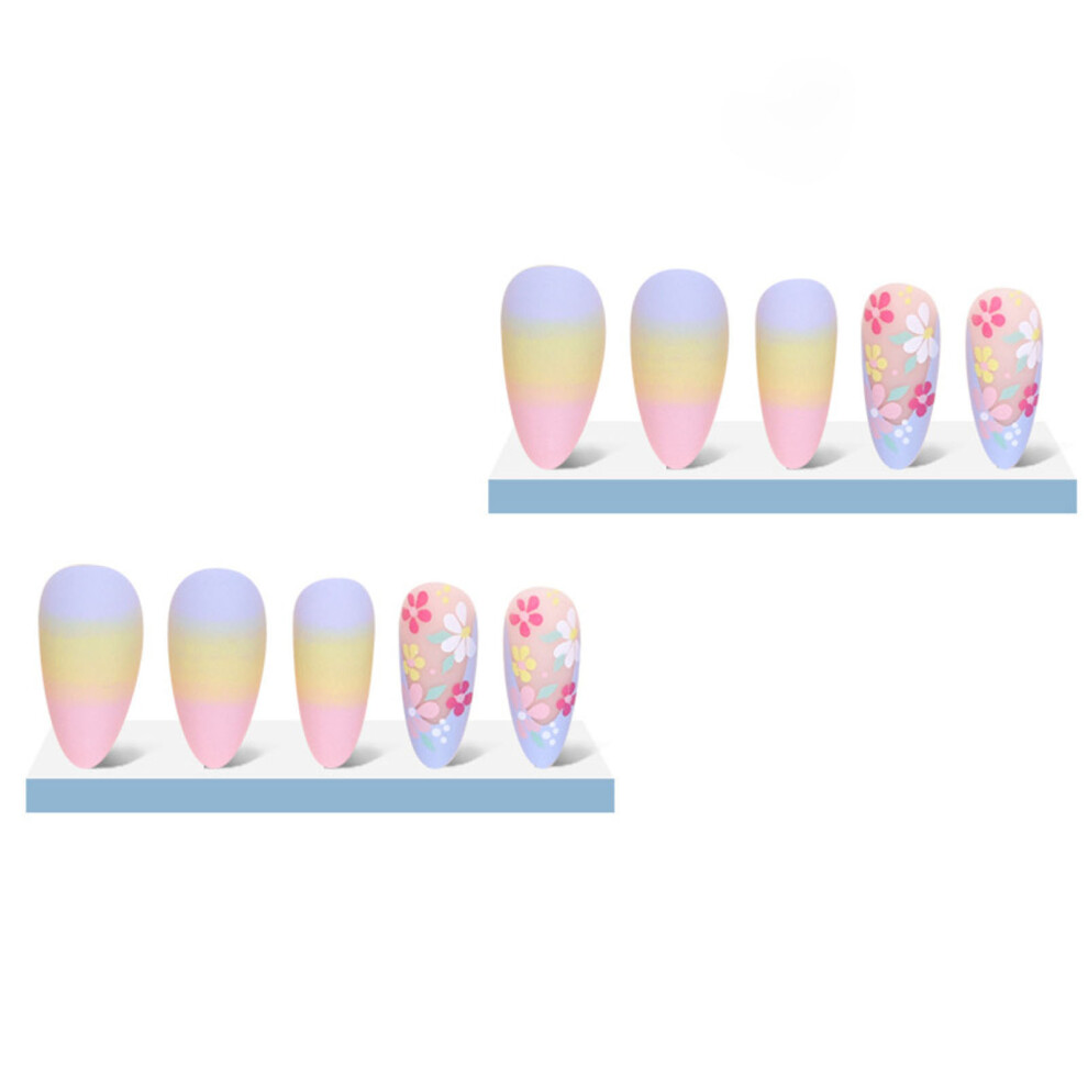 Hue-Grain Festival Almond False Nails, Long Lasting