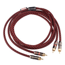 Cabo de Áudio RCA de Cobre de 1 Metro - Cabo de Sinal Hi-Fi Resistente A Interferências para Toca-Discos, TVs, Reprodutores de DVD e Caixas de Som