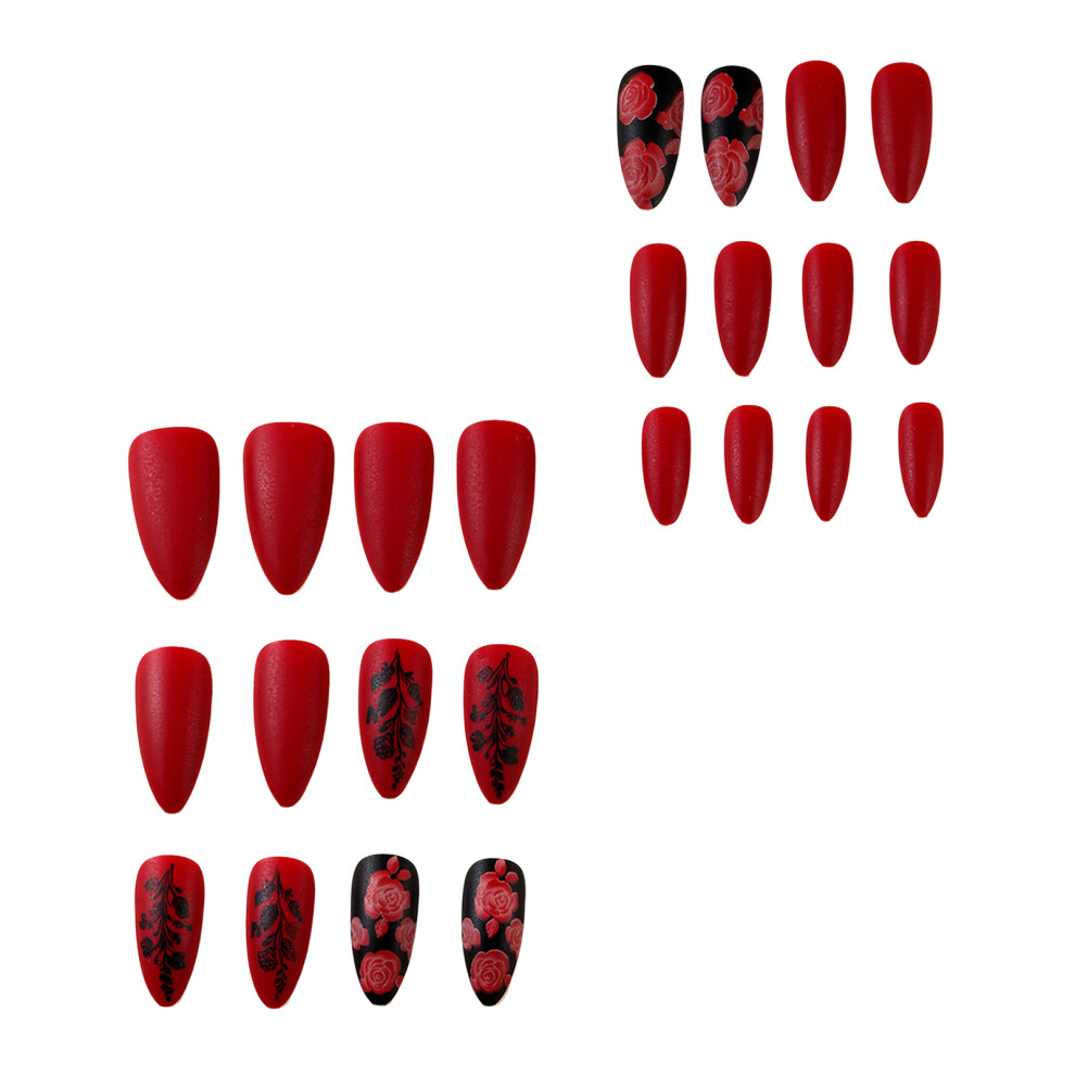 Creation-3C Matte Wine Red Almond Resin Nail Extensions