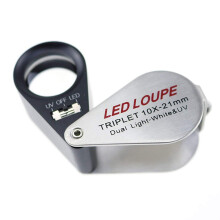 2pcs 10X Magnification Jeweler Loupe Triplet Lens Magnifier with 6 LED UV Light 21mm for Gems, Jewelry, Coins, Stamps