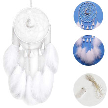 2X LED Traum Fänger, Hand Gemachte Traum Fänger für Schlaf Zimmer Wand Behang Wohnen Kultur Ornamente Handwerk (Weiß)