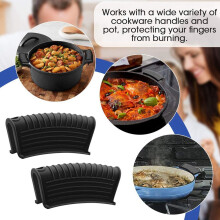 Thickened Silicone Pan Handle Cover Insulation Cover Pan Ear Clip Cast Iron Pan Frying Pan Wok Handle Holder,Black,6PCS