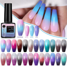 (URT022) URSUGAR Temperature Changing Nail Polish Gel UV LED Soak Off 15ml Holographic Aurora