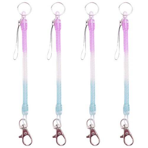 4X Lobster Hook   Spring Stretchy Coil Keyring Keychain Strap Rope Cord