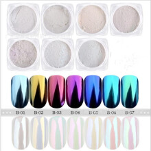 (B1) 7 Color Shell Nail Powder Dreamy Mermaid Nail Glitter DIY Candy Mirror Powder Laser Iridescent Pearl Nail Art Powder