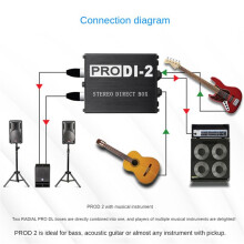 2X ProDI-2 Passive Stereo Direct Box Audio DI Box Direct Injection Box Low Noise Guitar Bass DI 2 Channel