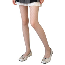 Elegante dames mesh panty ruiten patroon hoge taille pure-Wit