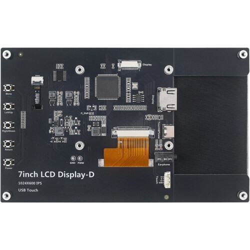7 Inch Raspberry Pi -Compatible Display IPS LCD 1024x600 Capacitive Touch Screen for Raspberry Pi 5 4B 3B+ 3B HD 2