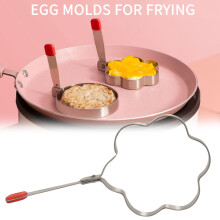 Egg Rings with Handle,Set of 4Pcs Stainless Steel Egg Cooker Mold Pancake Mold Egg Poacher for Cooked Eggs/Poache