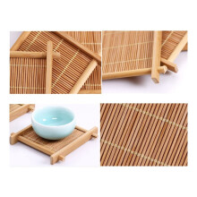 10 Pack Bamboo Coasters Coffee Cups Mats Teacup Saucers Square Tea Cup Mat for Kungfu Tea Table Placemats