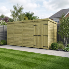 16 x 6 Pent Shed Tanalised (Double Door, No Windows)