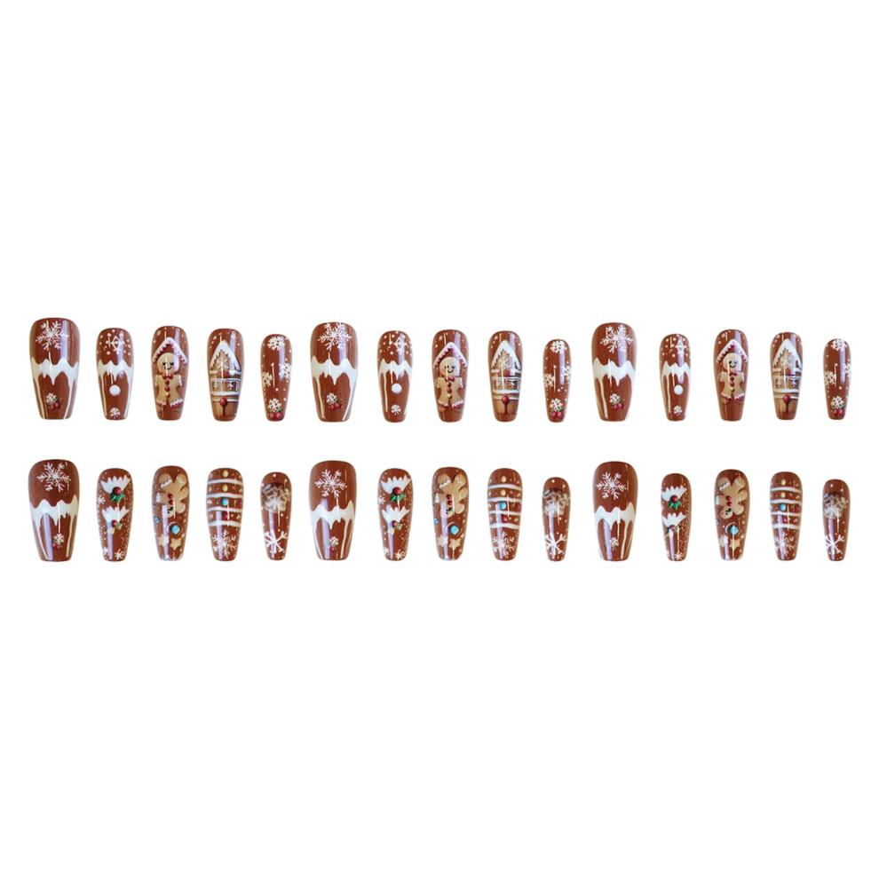 Reach-Tools 24Pcs Gingerbread Xmas Fake Nails For Party