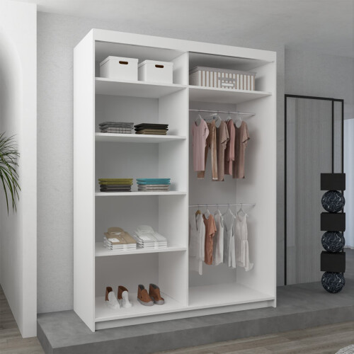 MN Furniture (180cm, White ) Eclipse Double Mirror Sliding Door Wardrobe 2