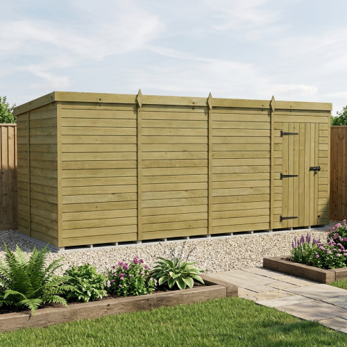 16 x 6 Pent Shed Tanalised (Single Door, No Windows)