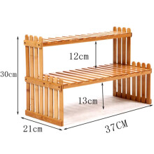 3X 2 Layers Bamboo Storage Rack Kitchen Spice Jar Bottle Seasoning Rack Decoration Organizer Shelf Home Desktop Racks