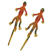 Künstlerische Tropfenohrringe in Geckosform, geeignet für-1