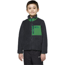 (5-6 Yrs, Phantom/Green) Jack Wolfskin Kids Ice Curl Full Zip Ultra Soft Chunky Fleece Jacket