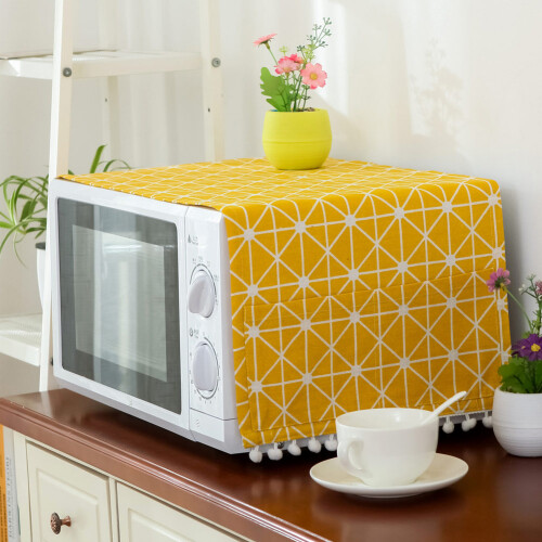 Cotton Microwave Cover - Yellow Plaid