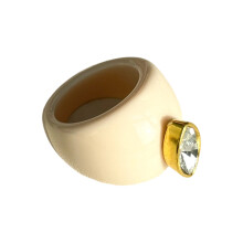 Stylish Geometric Resin Rings With Colorful Zircon Stones-White