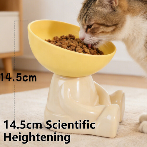 Mangeoire pour chats surélevée en PP de qualité-Jaune citron 2