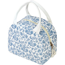 (Blue flowers on white background) Insulated Lunch Box for Work & Travel