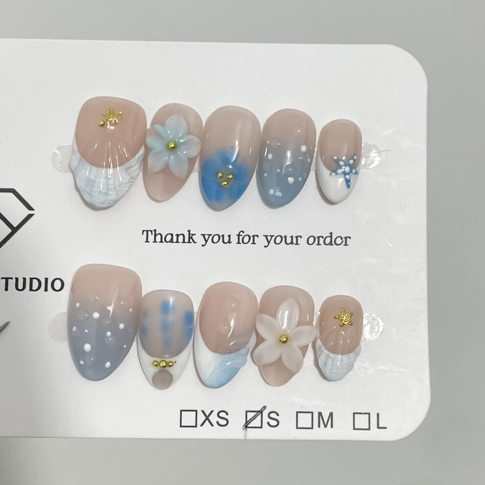 Zhouq-Outdoors (Xs) 10Pcs Nude French Tip Press-On Nails For Women