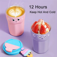 Copo de Café Criativo 450ml de Aço Inoxidável, Copo À Prova de Vazamento, Caneca para Viagem Ao Ar Livre, Roxo