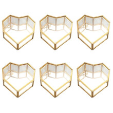 6X Flip Love Heart Shaped Geometric Glass Jewelry Box Exquisite Unique Wedding Jewelry Box Ring for Wedding Decoration
