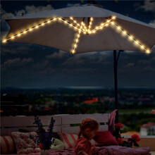2X Patio Umbrella Lights Solar Powered Waterproof Umbrella Lights Outdoor Patio with Remote Control 8 Modes Warm