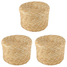 3X Wheat Straw Woven Storage Basket Storage Basket Innovative Basket Rustic Natural Brown Finish Storage Basket(Large )