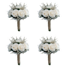 4X Bridal Bouquets for Wedding, Artificial Rose Flower Bouquet Bridesmaid Holding Flower, Flower Girl Bouquet