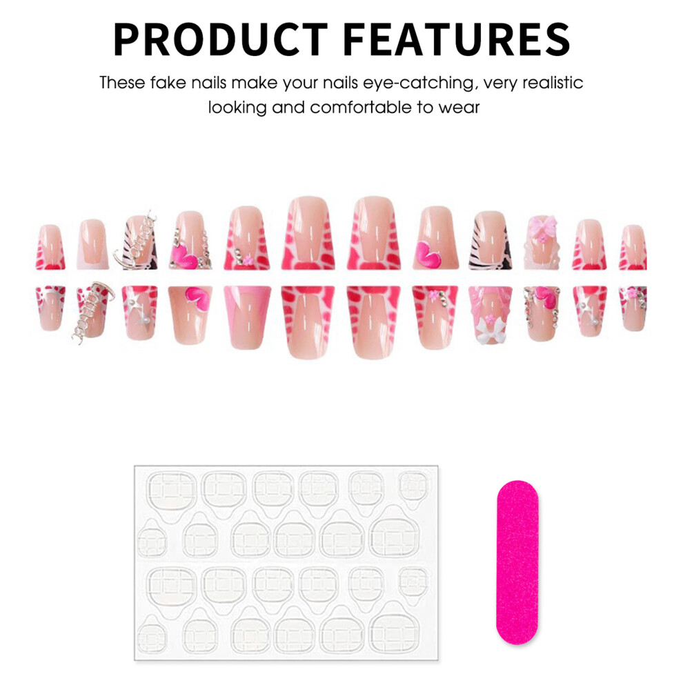 Zhouq-Outdoors 24Pcs Y2k Rhinestone Duckbill Nails