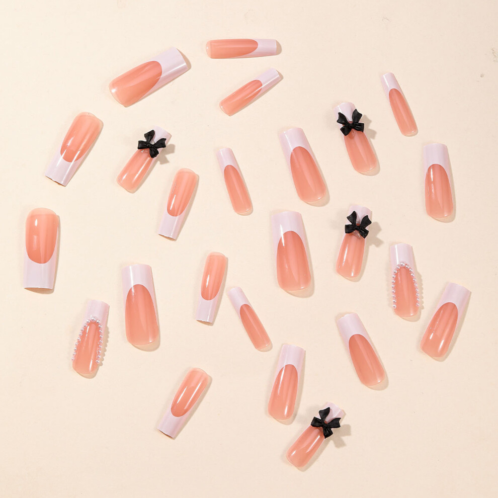 Phui-Pet-Supplies Pink Glossy False Nails With Bow, Easy To Apply