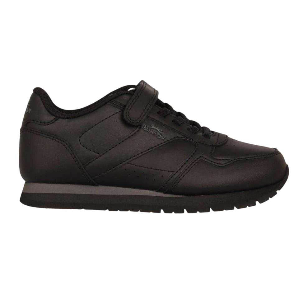Slazenger (10 Uk Child, Black) Childrens/Kids Classic Coated Leather Touch Fastening Trainers