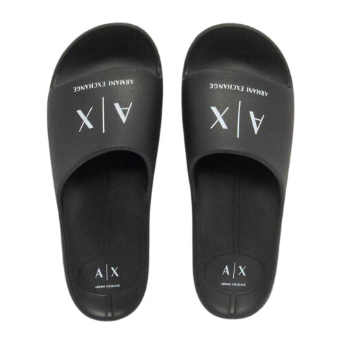 (9 UK, Black) Armani Exchange Mens Logo Flat Sliders 2