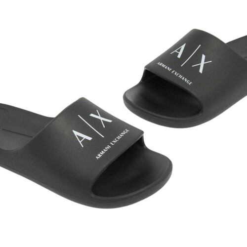 (7 UK, Black) Armani Exchange Mens Logo Flat Sliders 2