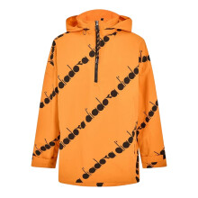 (S-M, Orange/Black) Diadora Mens All Over Logo Anorak