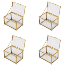 4X Geometric Glass Style Jewelry Box Table Container for Displaying Jewelry Keepsakes Home Decoration Plants Container