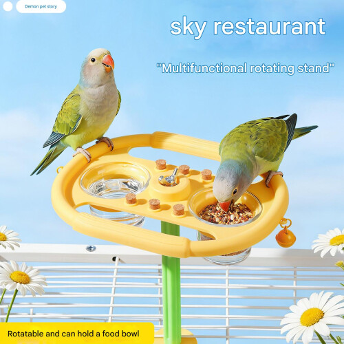 Support à oiseaux rotatif, perche, jouet interactif pour-Rose 2
