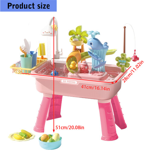 Interactive Water Fun Table With Electric Faucet And-Green 1