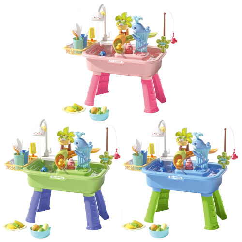 Interactive Water Fun Table With Electric Faucet And-Green 2