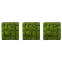 3X Grass Mat- Stone Shape Indoor Green Artificial Lawns Turf Carpets Fake Sod Moss for Home Hotel Wall Balcony Decor