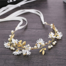 (White) Crystal Headband with Tassel Floral Party Hairpiece