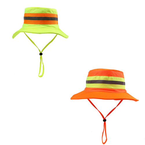 Casquette de pêcheur haute visibilité avec rayures-Vert fluo 1