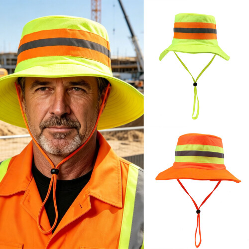 Casquette de pêcheur haute visibilité avec rayures-Vert fluo 2