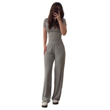 Ensemble de survêtement d'été assorti 2 pièces,-Gris clair M