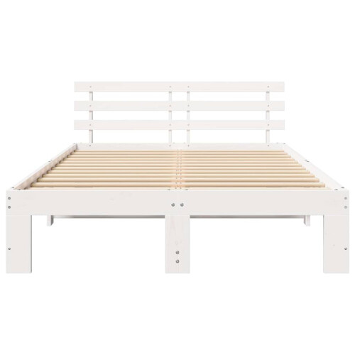 VidaXL vidaXL Bed Frame with Headboard White 120 x 190 cm Solid Pine Wood 1