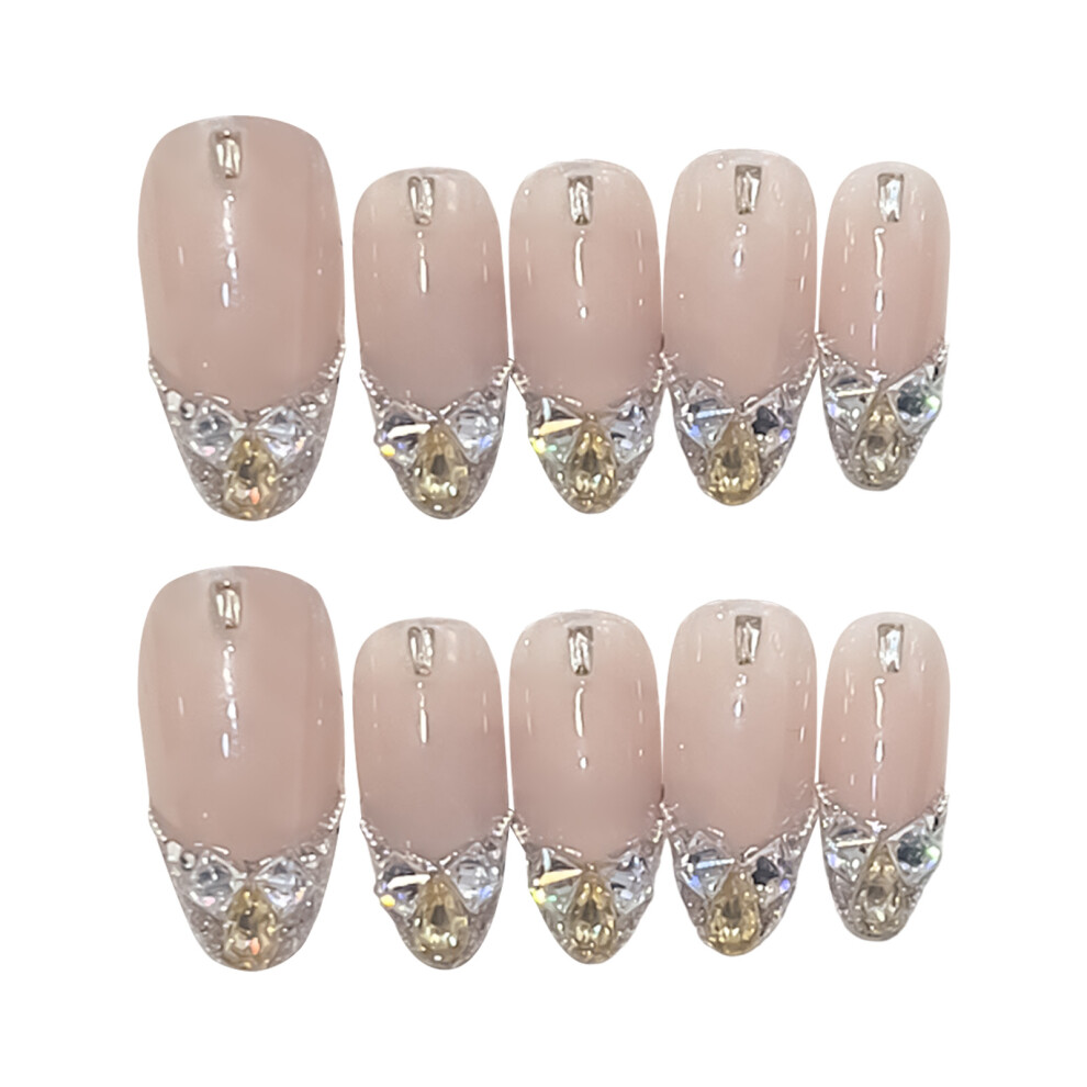 Roc-Electron (Xs) Glitter Tip Press-On Nails, Natural Look, Pink Fake Nails